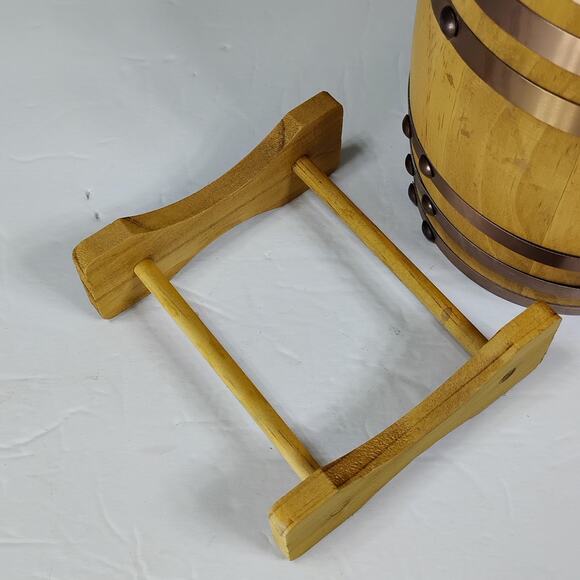 Sharper Image Collective Heritage Wood Barrel Liquor Container Pouring Dispenser - Picture 4 of 5